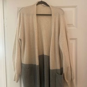 Madewell long cardigan. Cream and teal block. Super soft and gently worn!